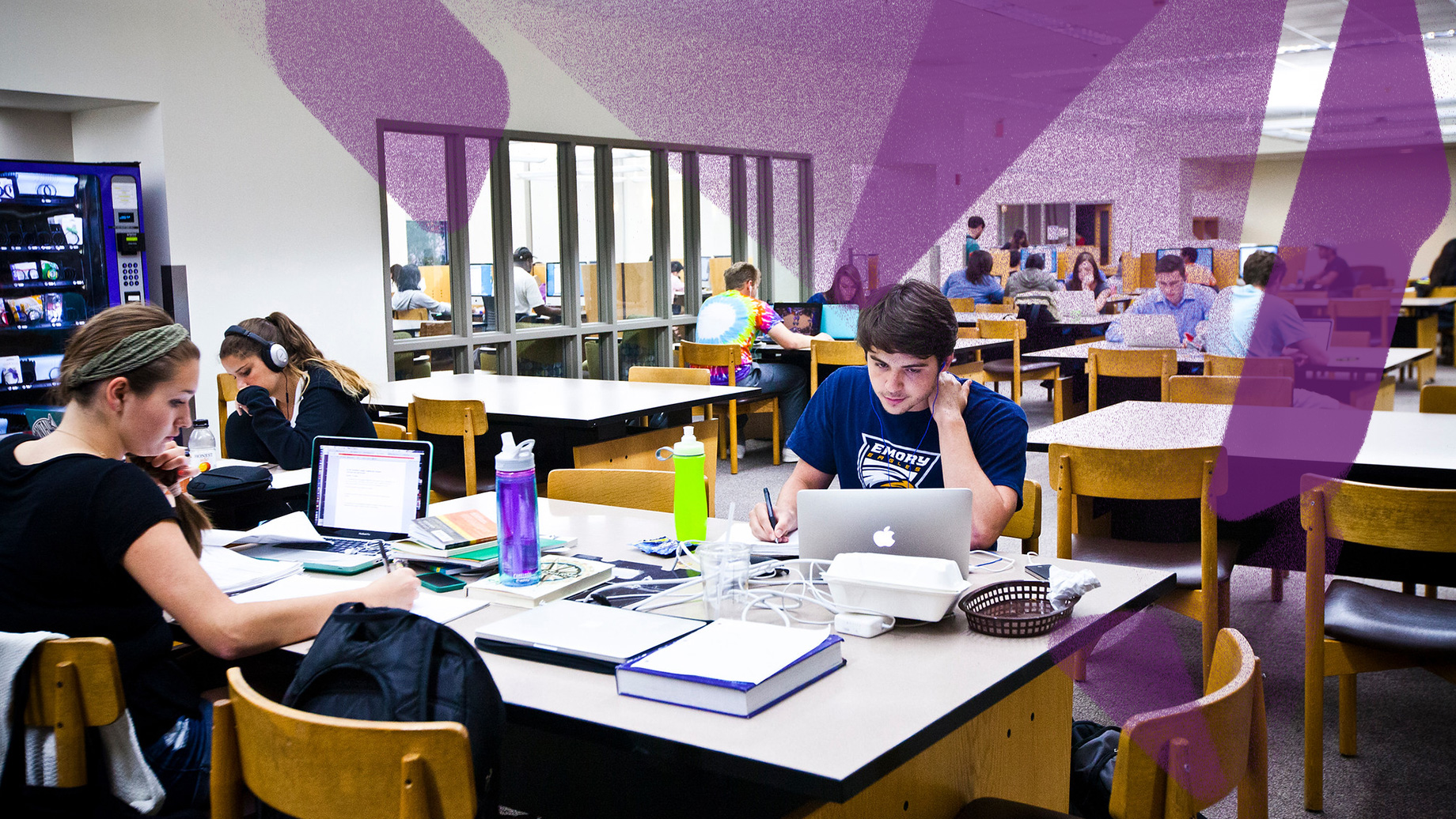 students studying in library