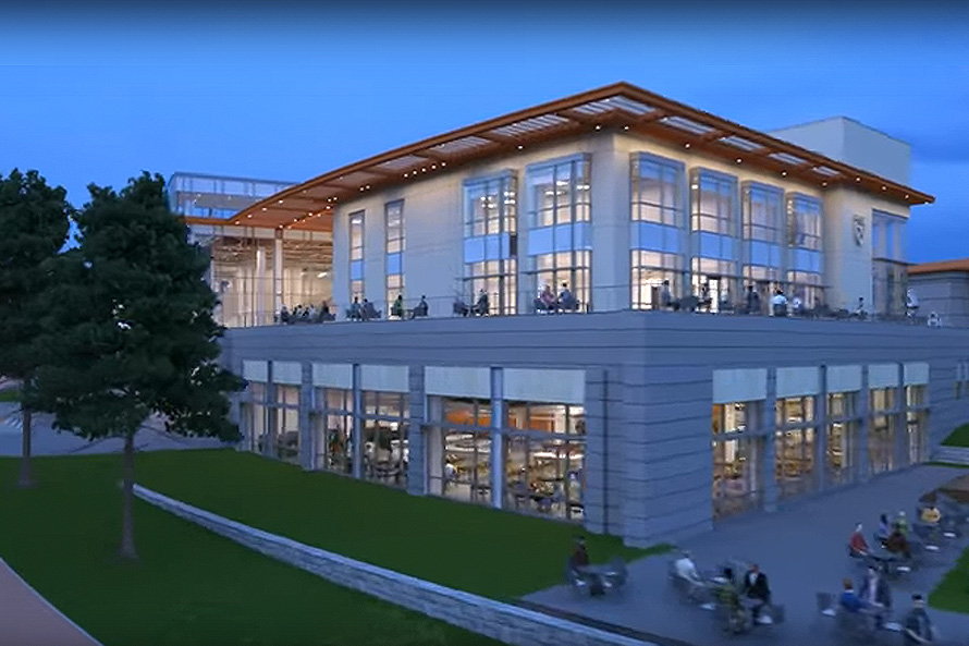 rendering of the under-construction Student Life Center