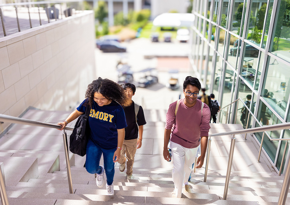 students on the steps of the Emory Student Center