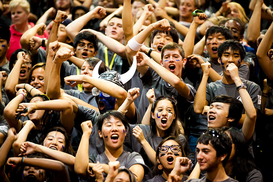 students cheer at Songfest