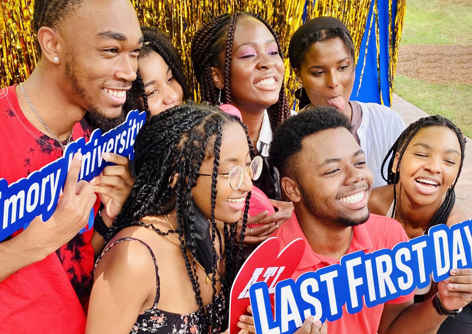 Emory students posing for photograph