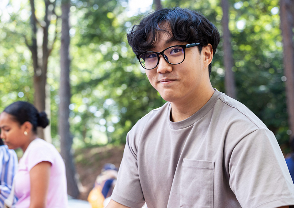 closeup of Emory student