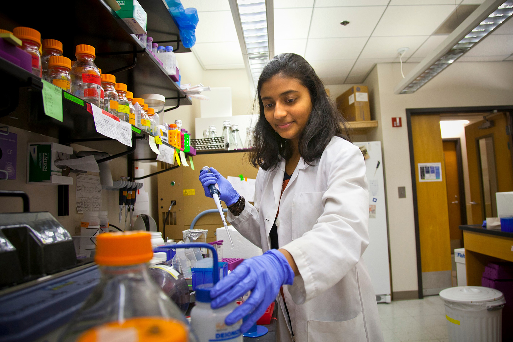 student in lab